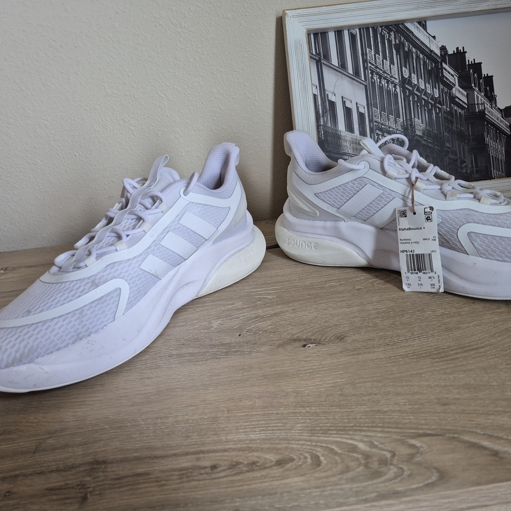 Adidas Men's White Cloudfoam Sneakers - Picture 3 of 7